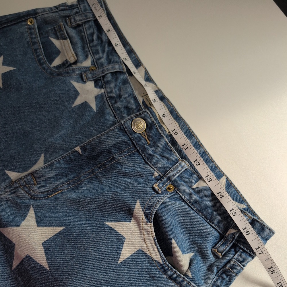 Rock and Roll Cowgirl Womens W31 L36 Star Print High Rise Flare Jeans Blue White - Picture 9 of 11